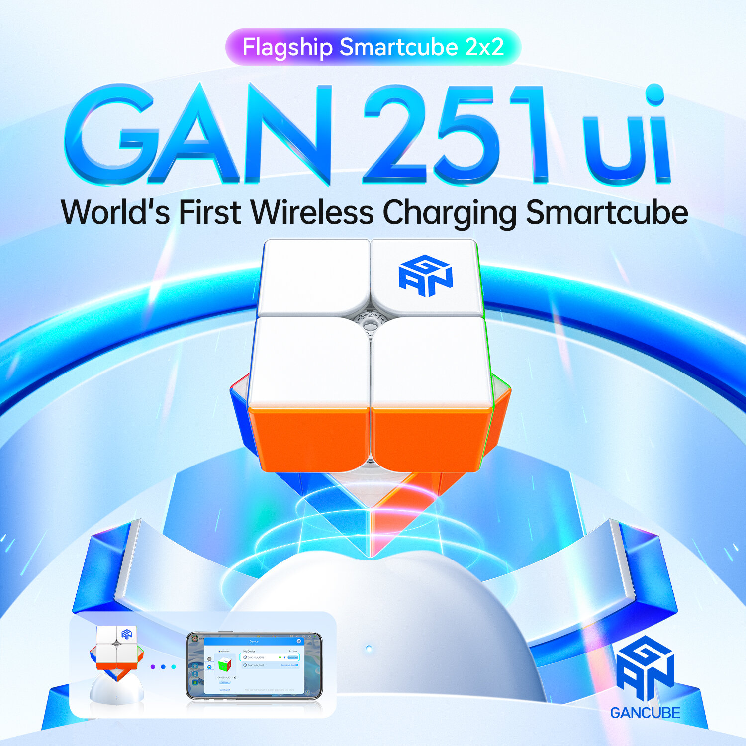 Gan 251 Ui Smart Cube 2X2 Magnetic Speed Cube Intelligent Tracking Timing Movement Steps Wireless Charging ราคา 2,859 บาท*ส่งฟรี