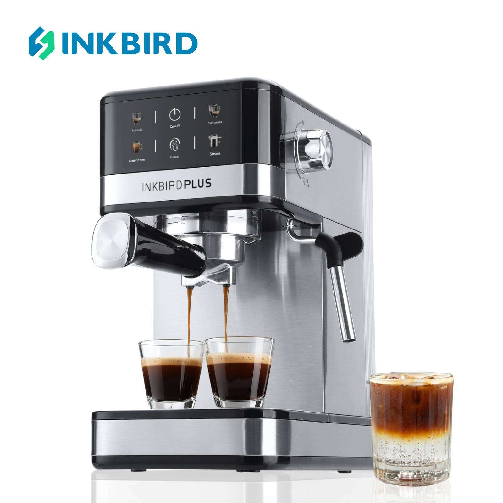 INKBIRDPLUS MK519 Espresso Machine 15 bar pressure constant temperature steam milk frother single/double cup option 1.2L water tank can make lattes and cappuccinos. ราคา 4,960 บาท*ส่งฟรี