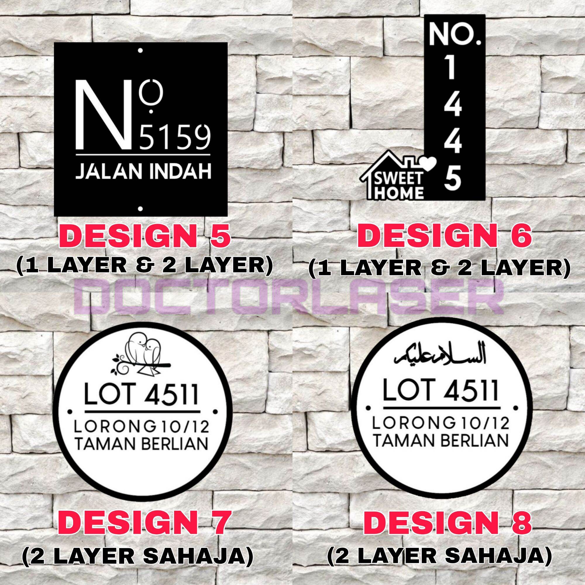 Modern House Number Plate Acrylic Double Layer / Nombor Plat Rumah ...