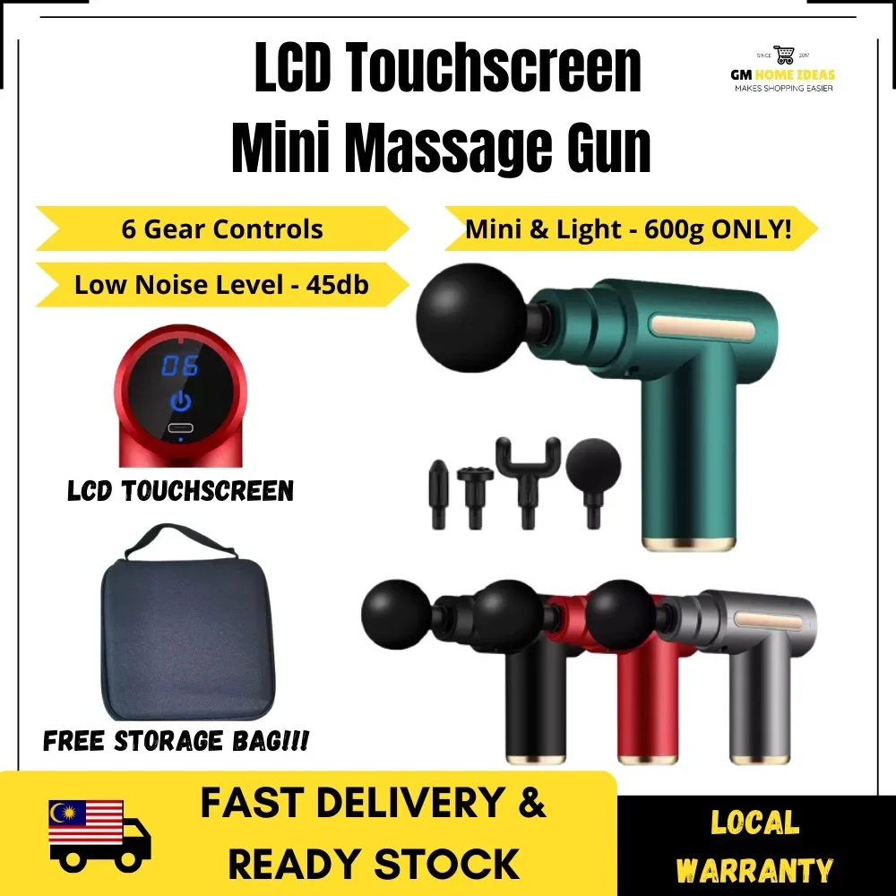 🔥【LOCAL WRTY+FREE BAG】Mini Muscle Massage Gun Compact and Silent Portable Muscle Relaxation Vibration Massage Gun