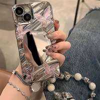 Make Up Mirror Phone Case For iPhone 11 13 16 Pro Max 15 14 12 16promax 15promax 14promax Shockproof Soft Butterfly Funda Cover