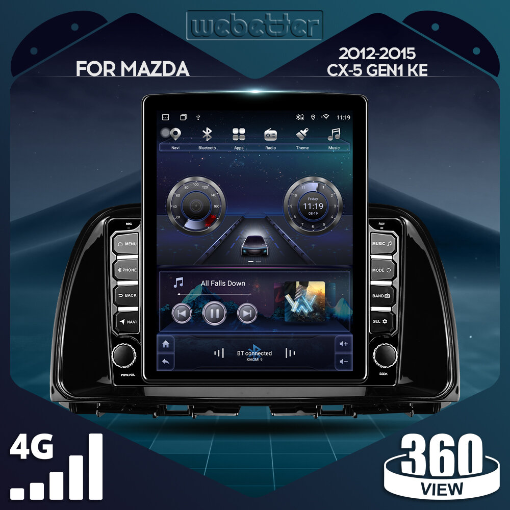 WeBetter TopNavi Android 8Core IPS 9.7inch Vertical Screen Car Stereo Player For Mazda CX-5 CX5 Gen1 KE 2012-2015 With 360View 4G CarPlay&Android Auto DSP BT WiFi FM&AM GPS Navigation ราคา 5,222 บาท*ส่งฟรี