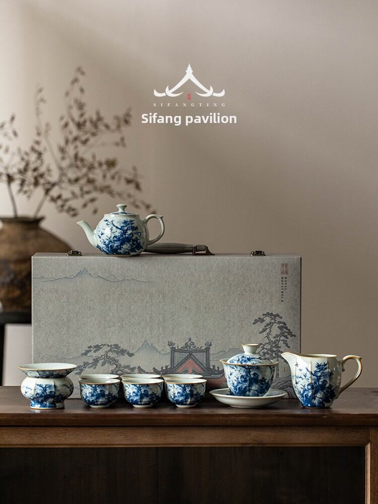SIFANGTING | High-end Jingdezhen Blue and White Porcelain Tea Set - Jenama SIFANGTING Harga 260 Ringgit*Penghantaran Percuma