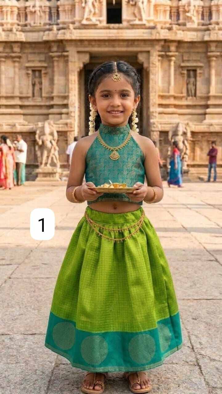 Girls pavadai satai Deepavali collection Halter top and skirt