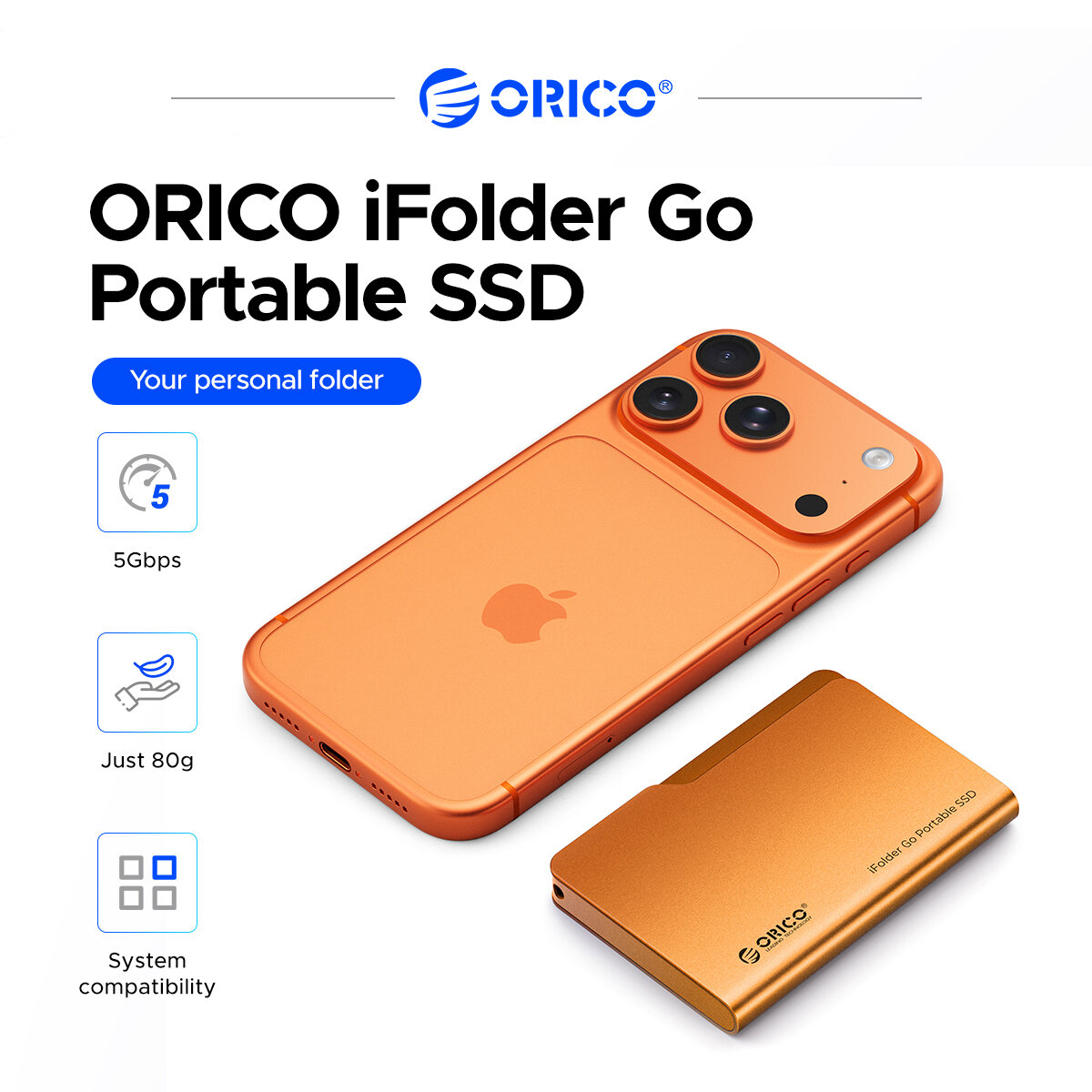 ORICO ifolder đi xách tay SSD 5gbps chuyển nhanh hình ảnh trực tiếp lossless sao lưu thư mục di động phù hợp với tất cả thiết bị của bạn