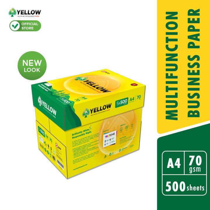 IK Yellow A4 Paper 70gsm | 2500 sheets | 1 Carton - (5 x 70gsm x 500s)