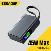 Essager 45W Thông Minh Hiển Thị sạc dự phòng 10000MAh Được Xây Dựng-Trong Cáp Nhanh Chóng Recharger Kép Type-C đồ sạc di động Hỗ Trợ Pd3.0 AVS PPS Scp/Fcp Qc2.0/3.0/4.0 Afc Cho Máy Tính Xách Tay Máy Tính Bảng iPhone 17 16 Huawei Xiaomi sạc nhanh