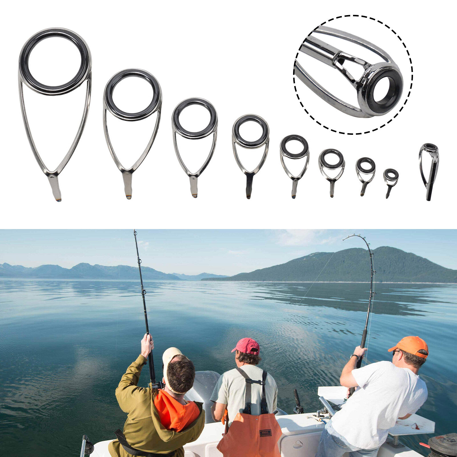 50PCS Rod Tip Repair Kit Stainless Steel Ceramic Ring Guide Replacement