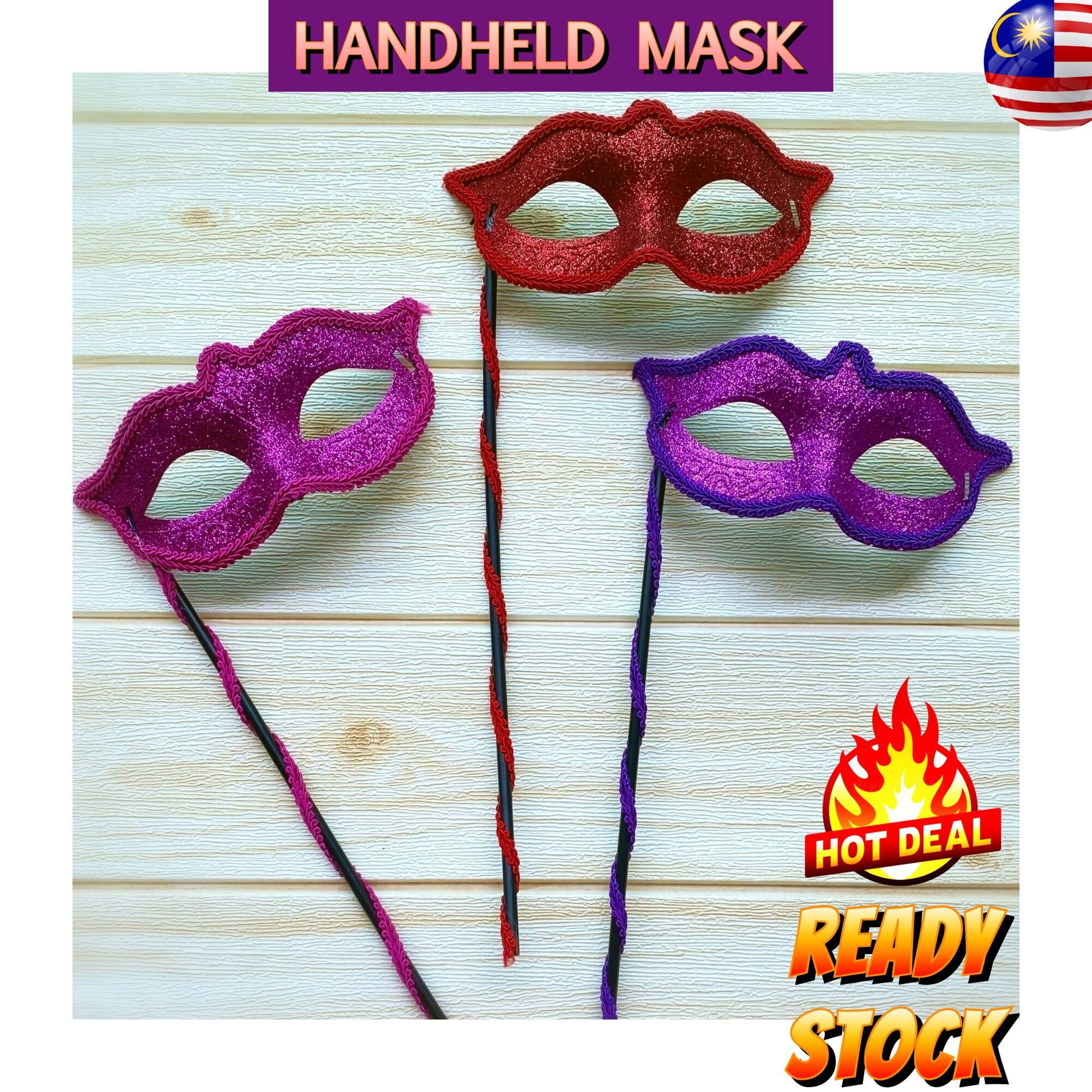 Party Half Face Mask Party Mask on Stick Handheld Masquerade Mask