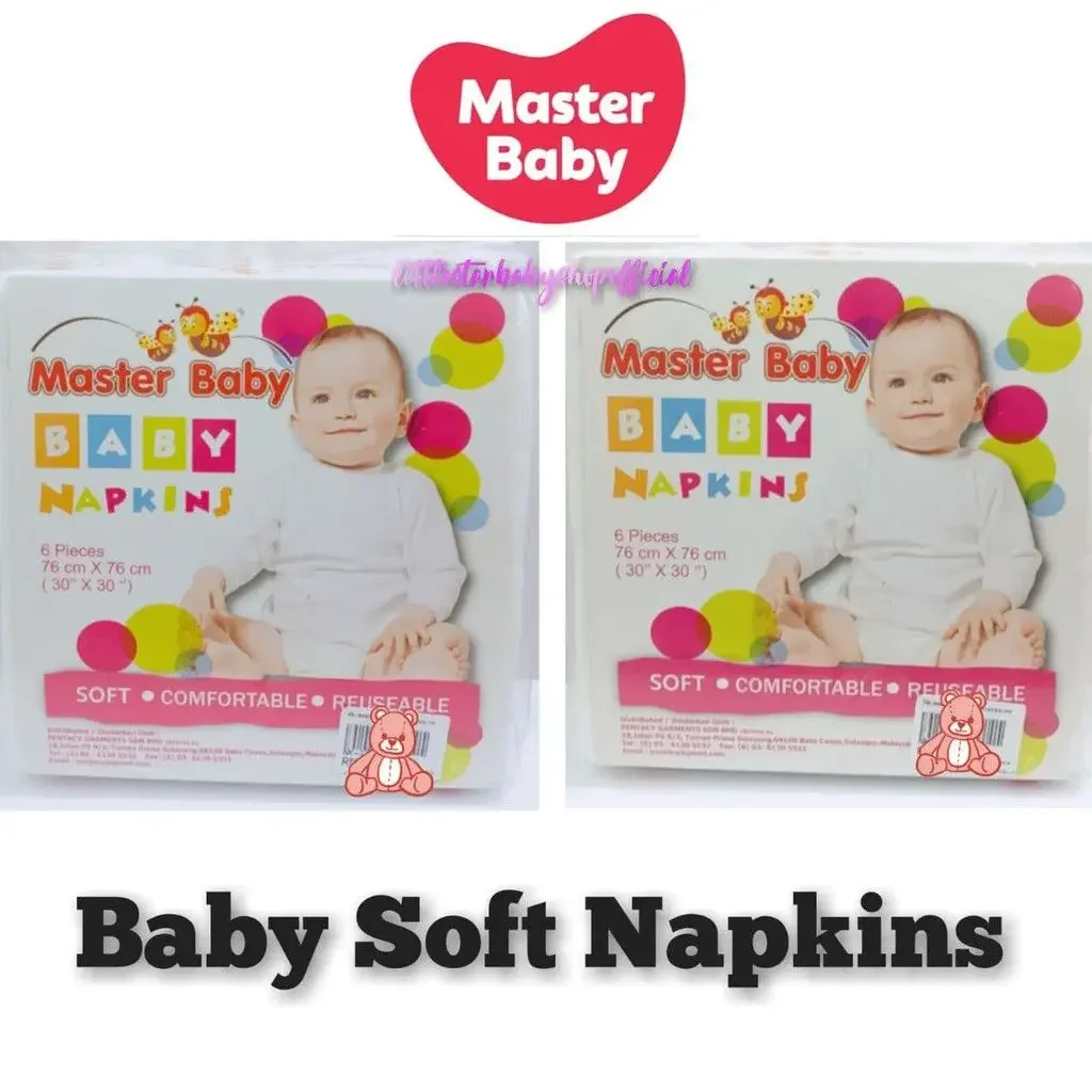 Master Baby SOFT Napkin 6 PCS (76cm x 76cm) 100% Cotton, Kain lampin