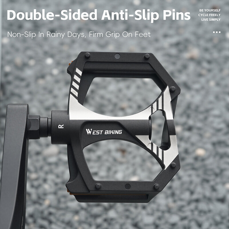 WEST BIKING Dual DU Nylon Bike Pedals Anti Slip Sealed Bearings Bicycle Pedal Wear Resistant Wide Platform Cycling Pedals. 