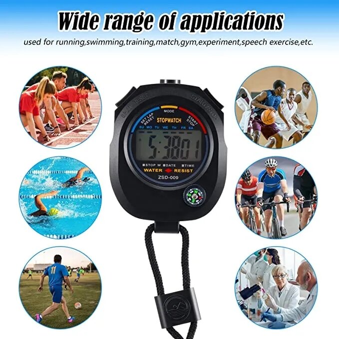 SPORT STOP WATCH LARGE DISPLAY WITH DATE TIME ALRAM FUNCTIONS.