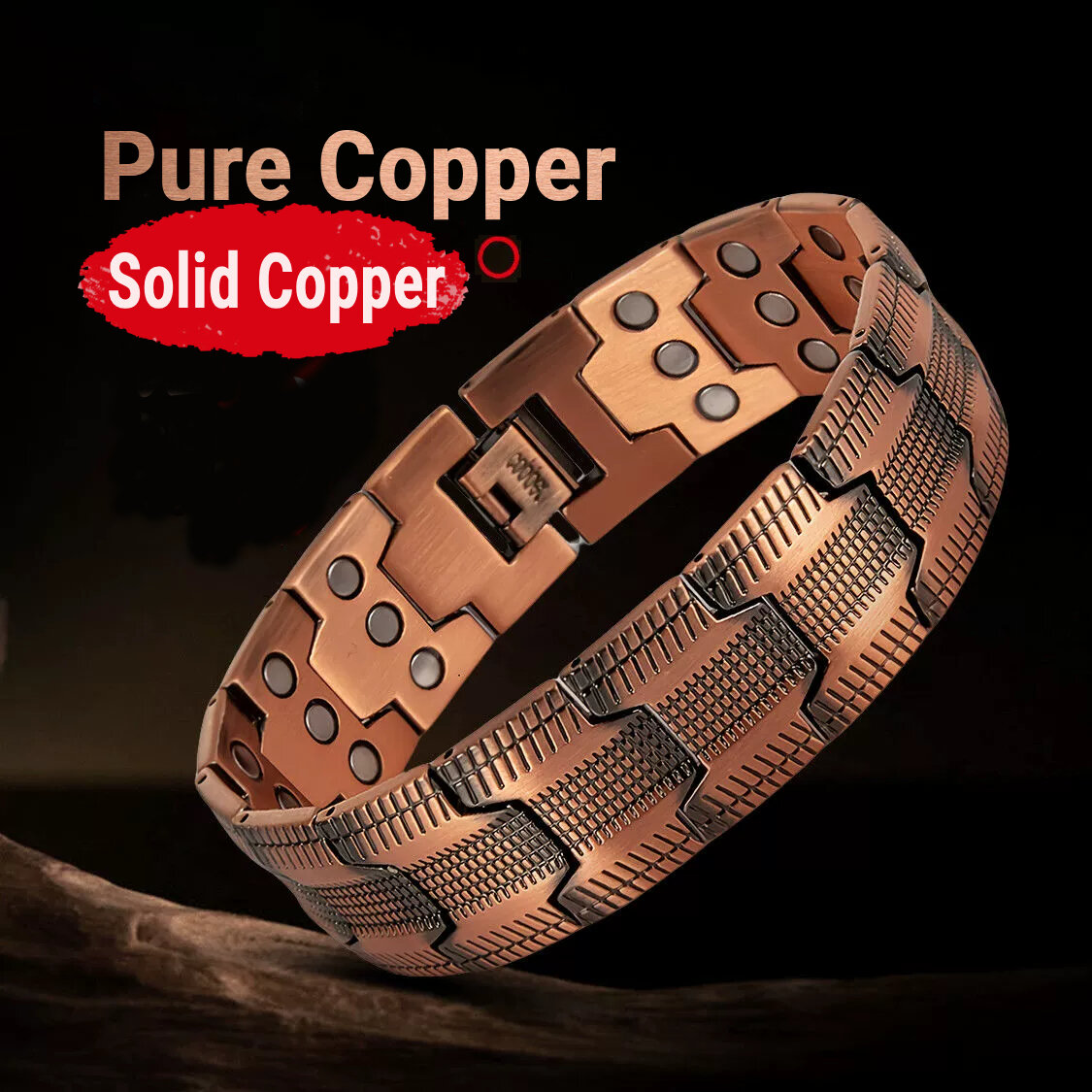 Copper Magnetic Bracelet Genuine Copper Bar Vintage Style Magnet 15X3 Rows Adjustable Energy Recovery for Arthritis Relief Joint Pain Circulation and Health with Free Gift ราคา  379 บาท*ส่งฟรี