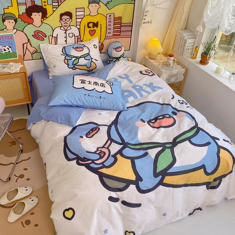 Fushishi X Feifei Shark Large Version Digital Cotton Skateboard Four Piece Set Student Dormitory Bedding Cartoon Print Harga  207 Ringgit*Penghantaran Percuma