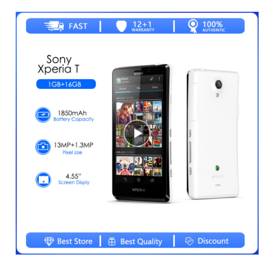 Sony Xperia T LT30P LT30 Mobile Phones Original Unlocked 4.55 Inch 16GB 13MP Camera