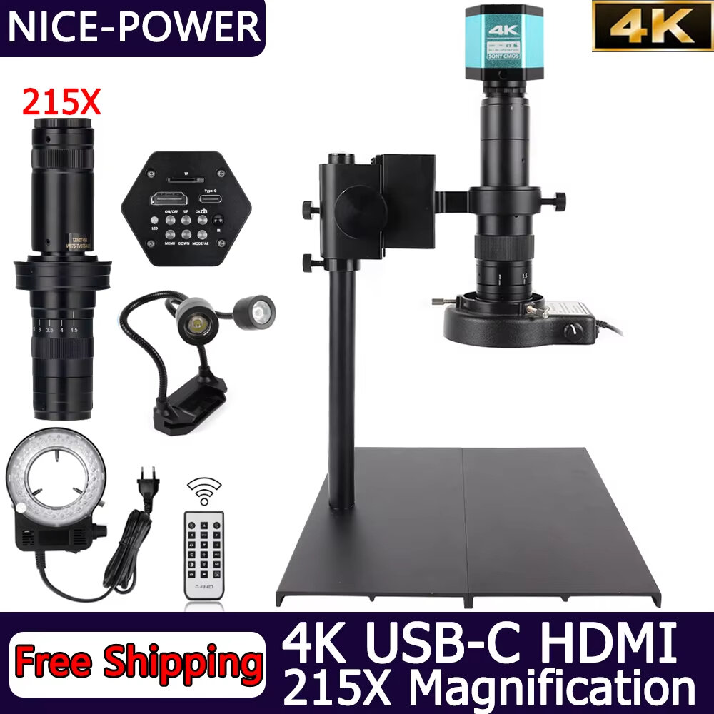 215X Magnification 4K USB-C HDMI Digital Microscope With Freeware For PCB Soldering Watch Repair, Video Microscope For Recording ราคา 3,258 บาท*ส่งฟรี