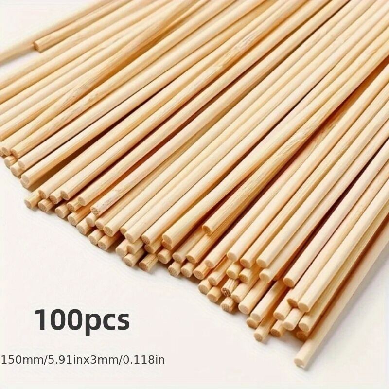 100Pcs Round Wooden Stick DIY Handmade Building Model Material Solid Wood Stick Small Easter Gift Woodworking Tools