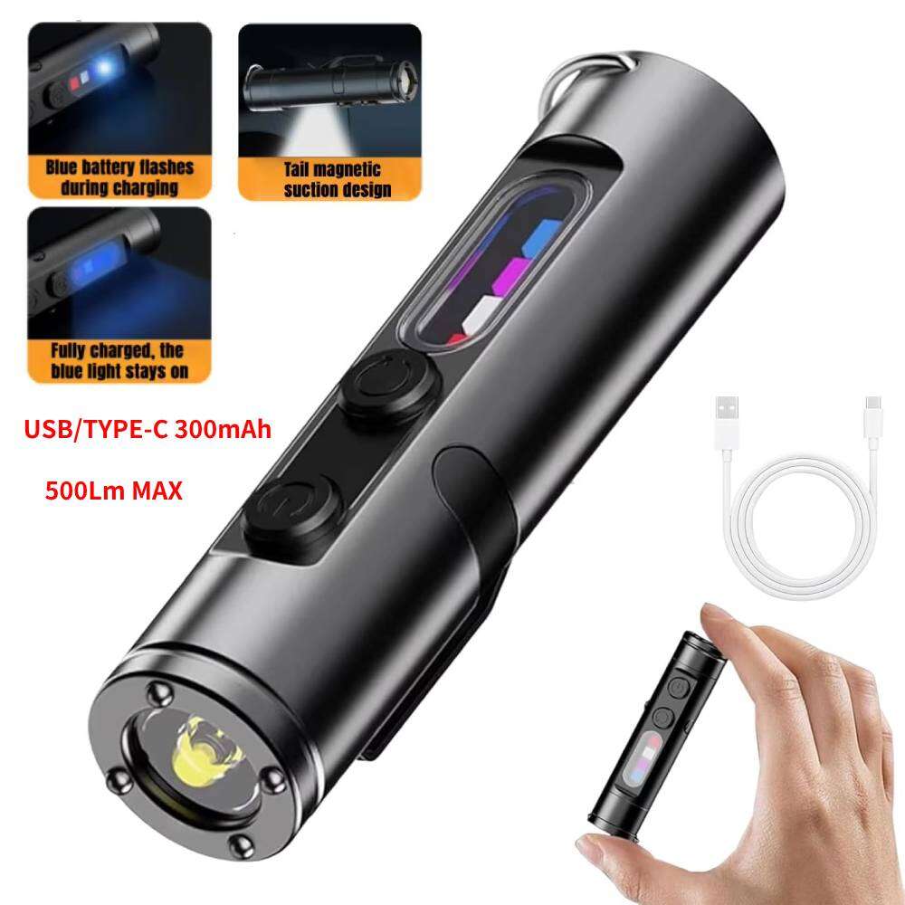 Tac Lite Mini – Rechargeable LED Tactical Flashlight With Hat Clip, 3 Brightness Levels, Side Floodlight, UV & Red/Blue Modes, Magnetic Base, Waterproof