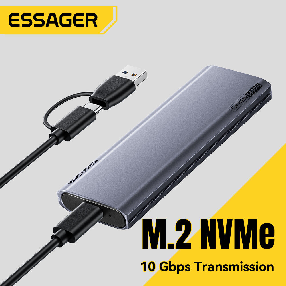 Essager Tool-Free M.2 NVMe Hard Drive Enclosure USB3.2 Gen2 10Gbps Data Transfer Dual USB A Type C Input Support 2230 2242 2260 2280 NVMe SSD Max 8TB Storage for Windows Mac for Notebook Desktop iPhone15 -17 Android Phone ราคา 1,211 บาท*ส่งฟรี