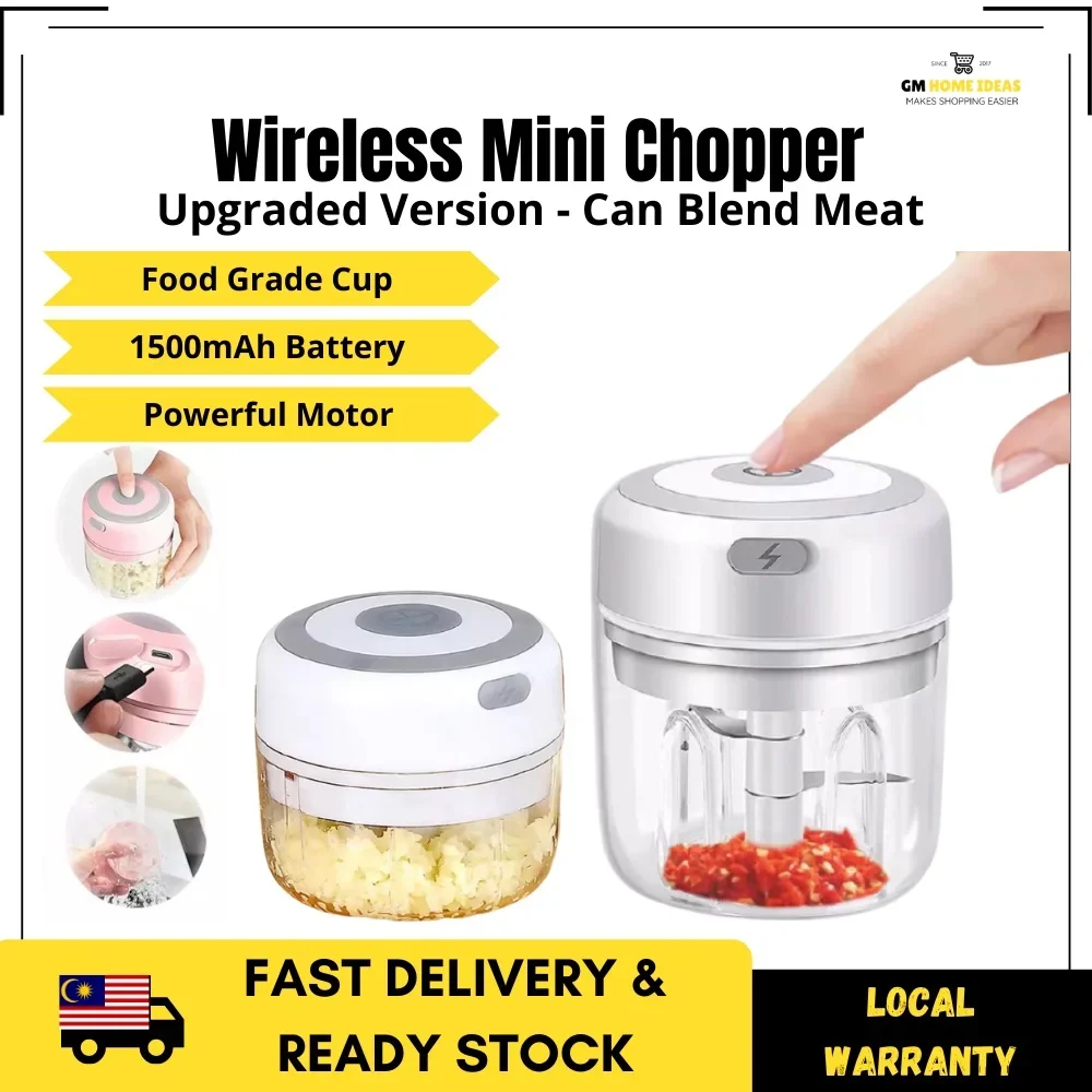 🔥【READY STOCK】Wireless Mini Electric Garlic Food Chopper Baby Food Processor Ginger Vegetable Crusher Cutter Food Blender Processor