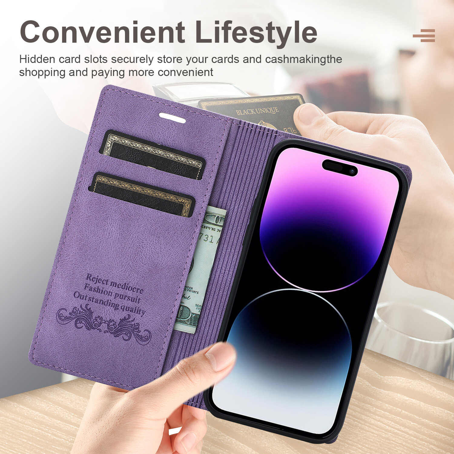 Leather Wallet Phone Case With Magnetic Card Holder For Iphone_voghion.com