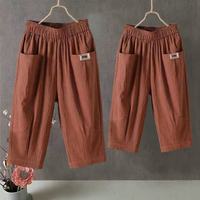 QIAOXIZI | Summer Lightweight Cotton Linen Casual Loose Pants for Women with Elastic Waist