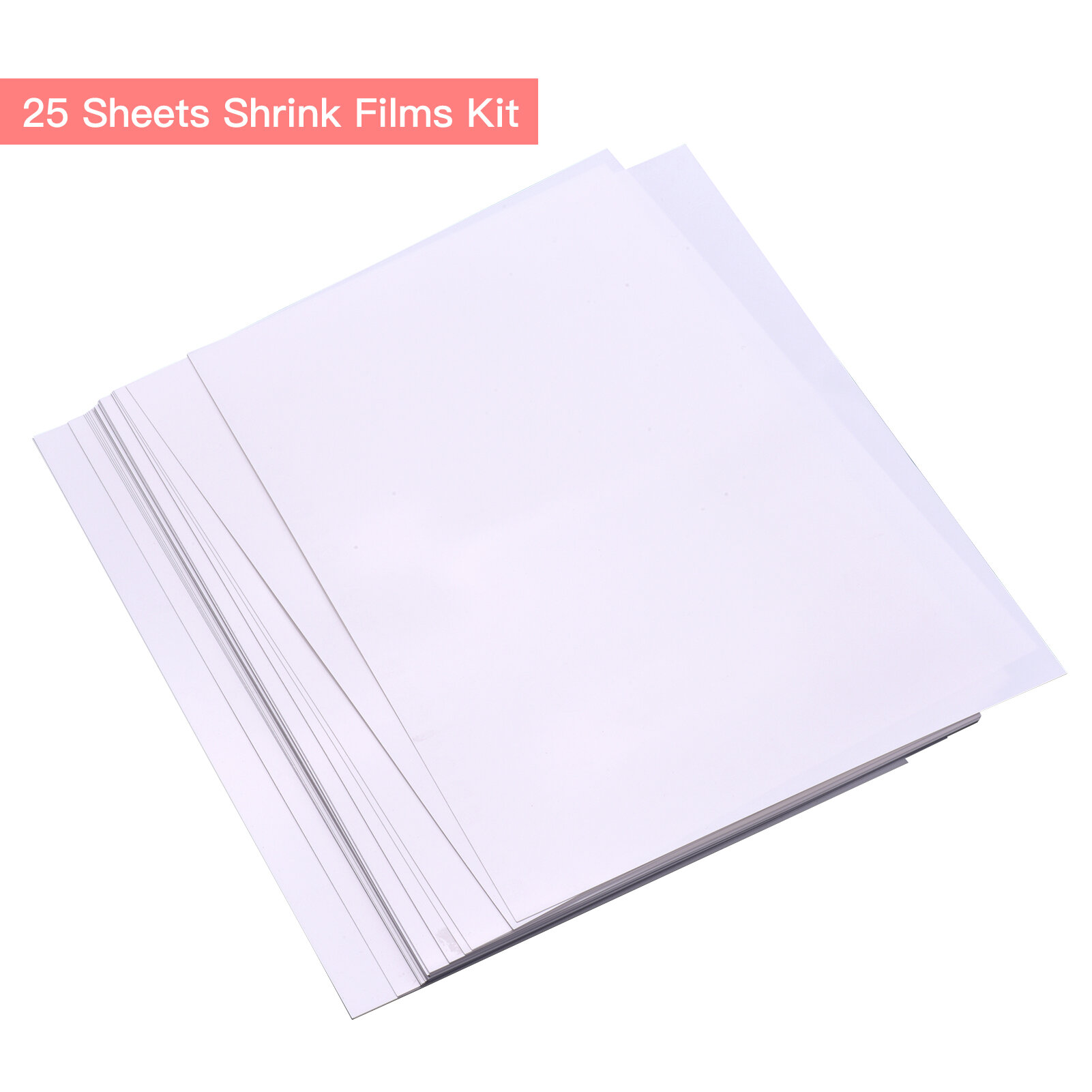 【New】25 Sheets White Printable Shrink Films Kit Shrinky Art Film Paper Heat-Shrink Sheets Can be Printed for Inkjet Printer
