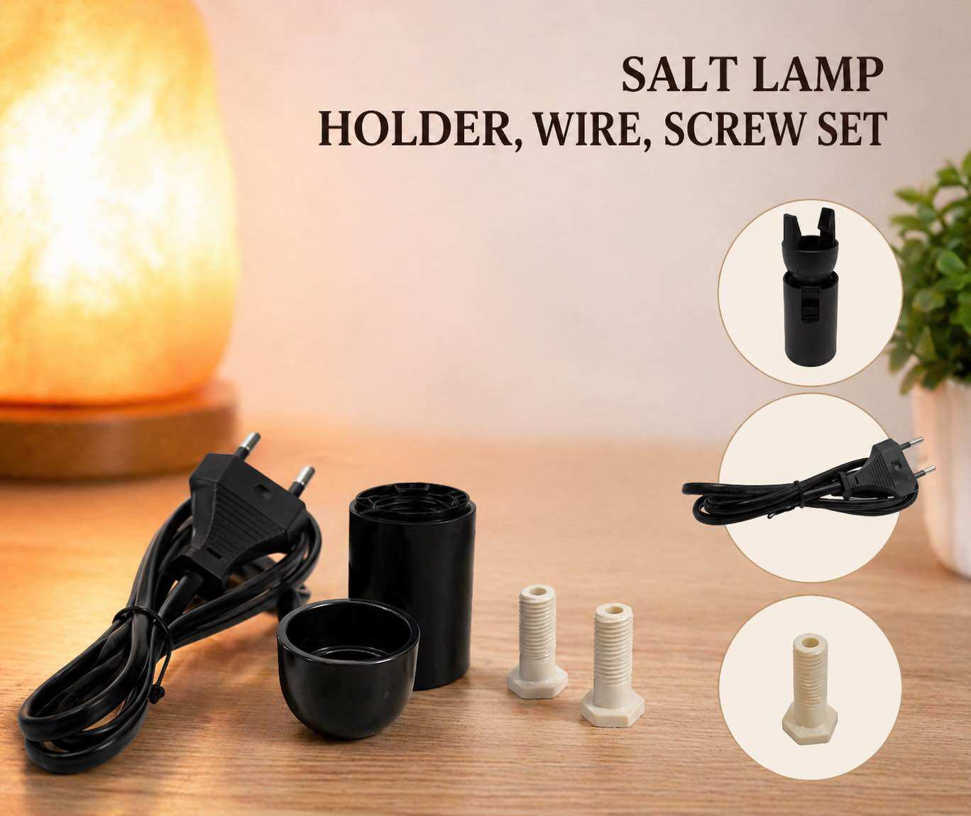 WIRE HOLDER AND PLASTIC CLIP SET FOR HIMALAYAN SALT CRYSTAL LAMPS