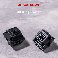 GATERON Oil King Lubed Keyboard Switches Plate Mounted Compatible for Mechanical Keyboard 5 Pin 55gf Pre-lubed Dark Black Linear Key Switches(35 Switches/Quantity)