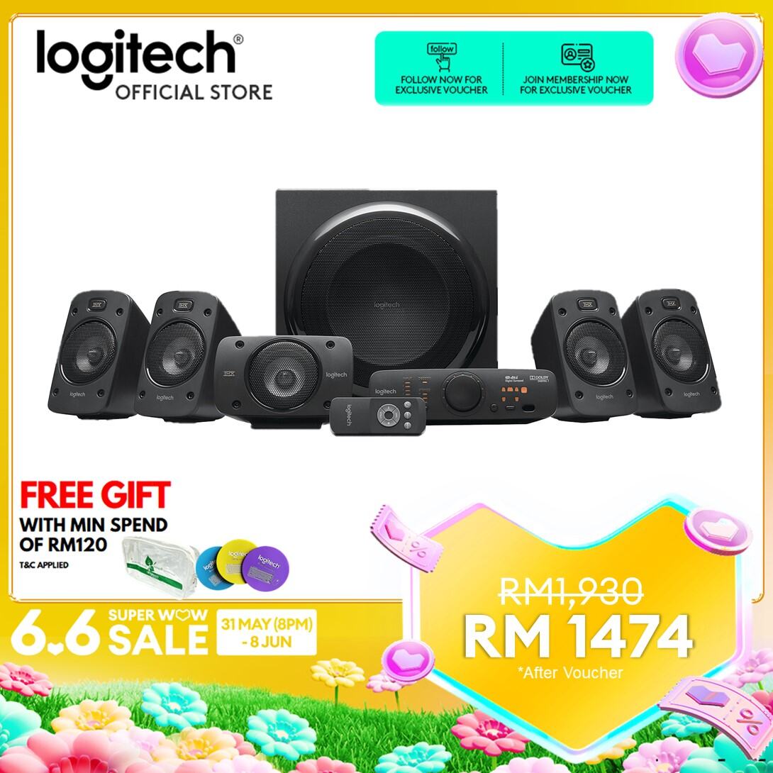 Logitech Z906 5.1 Surround Sound Speaker System, THX, Dolby & DTS Certified, 1000 Watts Peak Power, Multi -Device, Multiple Audio Inputs, UK Plug, PC/PS4/Xbox/Music Player/TV/Smartphone/Tablet. 