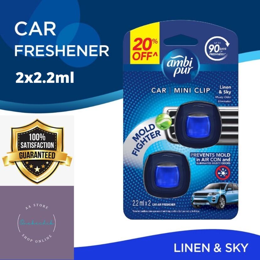 Ambi Pur Car Mini Vent Clip Air Freshener Fragrance Perfume 2ml. # Light  Citrus