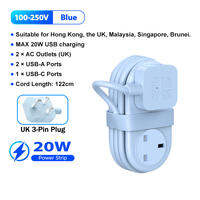 ORICO Portable Travel Power Strip Mini Socket with 2 USB Ports with 122cm Small Extension Cord【UK Plug】（AP3-2A2U1C-UK）