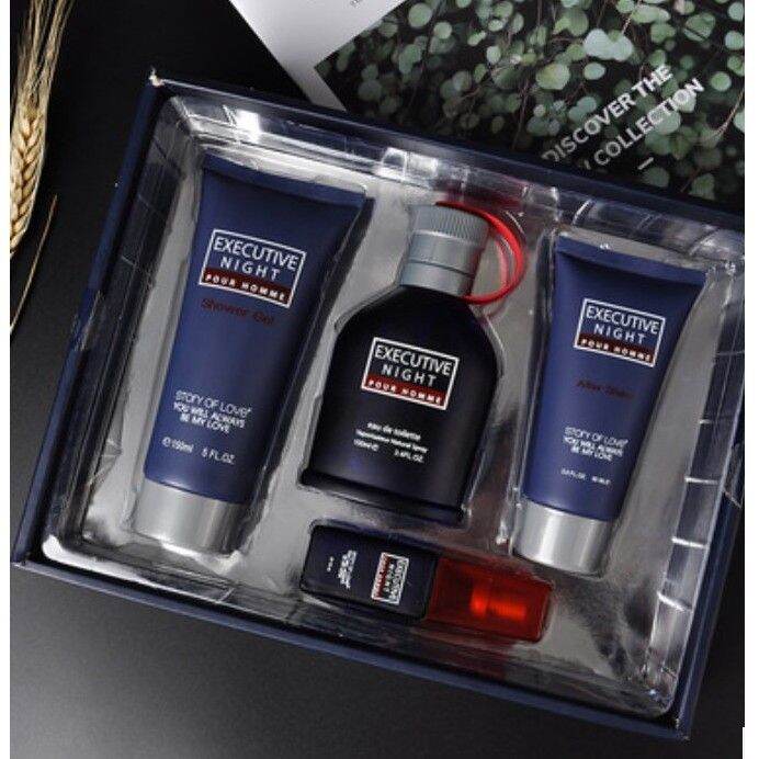 READY STOCK EXECUTIVE NIGHT MEN PERFUME GIFT SET 4IN1 LASTING FRAGRANCE