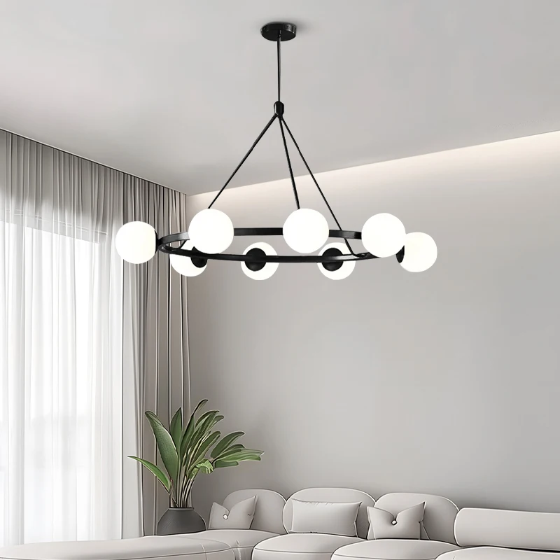 LED Modern Nordic Chandelier for Living Room Bedroom Dining Room Kitchen Decorate Hanging Lamp Black Glass Ball Pendant Light ราคา 6,362 บาท*ส่งฟรี