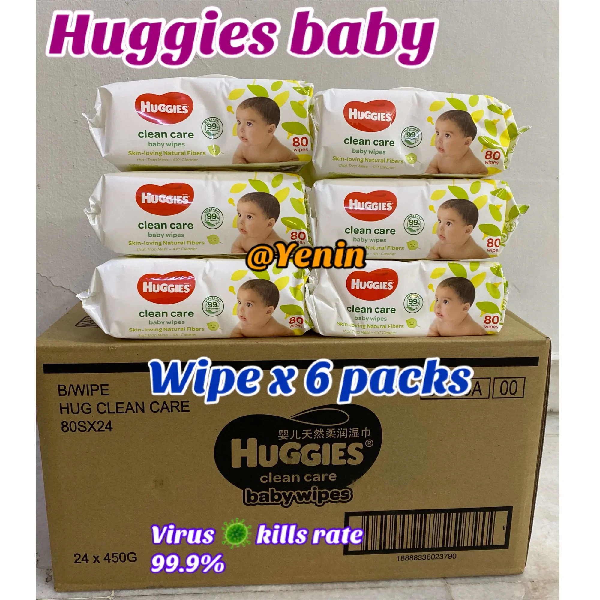 Huggies Baby wipes clean care 80s x6 packs [super saver] Exp: 21.05.2023