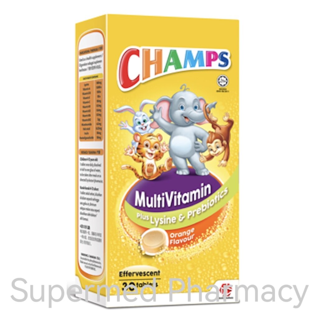 Champs Effervescent Multivitamin Plus Lysine and Prebiotics Orange