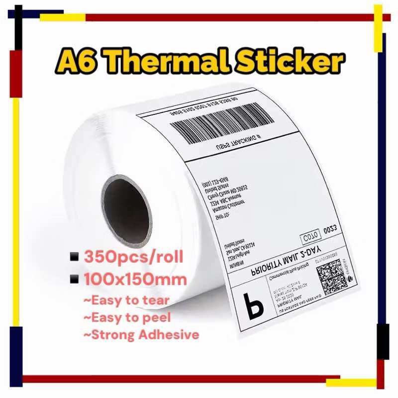 ￼A6 Thermal Label Waybill Sticker Roll (100mm x 150mm x 350Pcs)