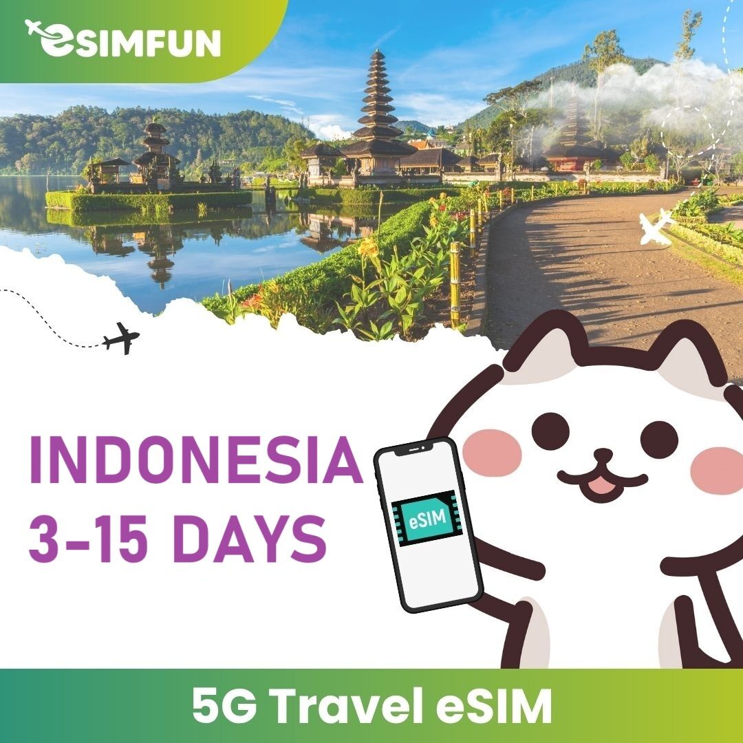 eSIM - Indonesia 5G Travel eSIM - 5-15 Days Unlimited Data ราคา 247 บาท*ส่งฟรี