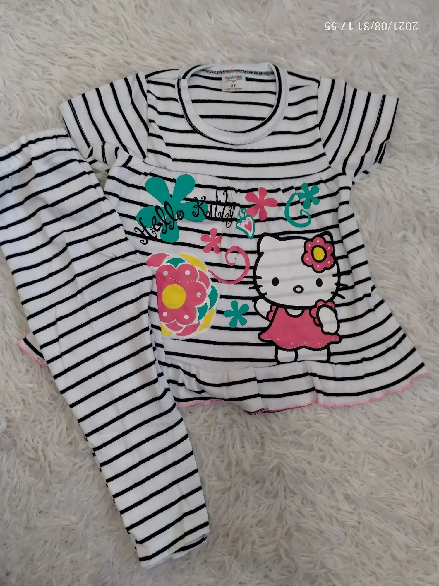Pyjamas Doll Lynkids Stripe White Hello Kitty