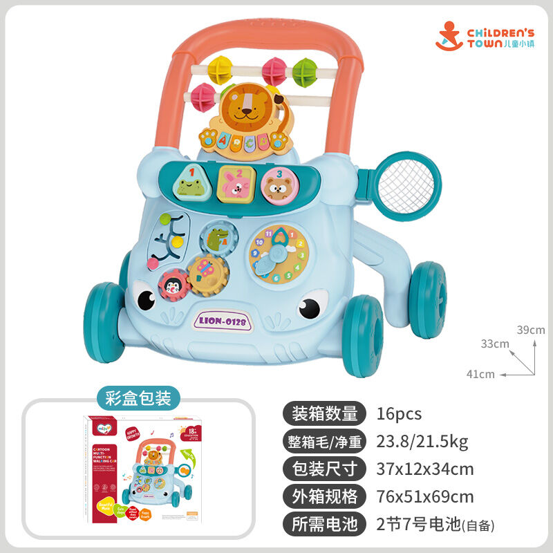 Multifunction Baby Push Walker with Music Activity Center Cartoon Learning Walker Toys for Toddlers 18M+ Boys & Girls