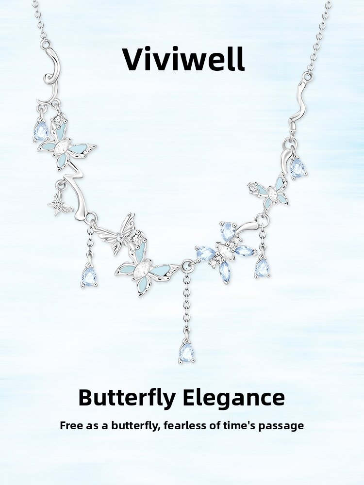 Elegant Small-Design Butterfly Silver Necklace Harga  256 Ringgit*Penghantaran Percuma