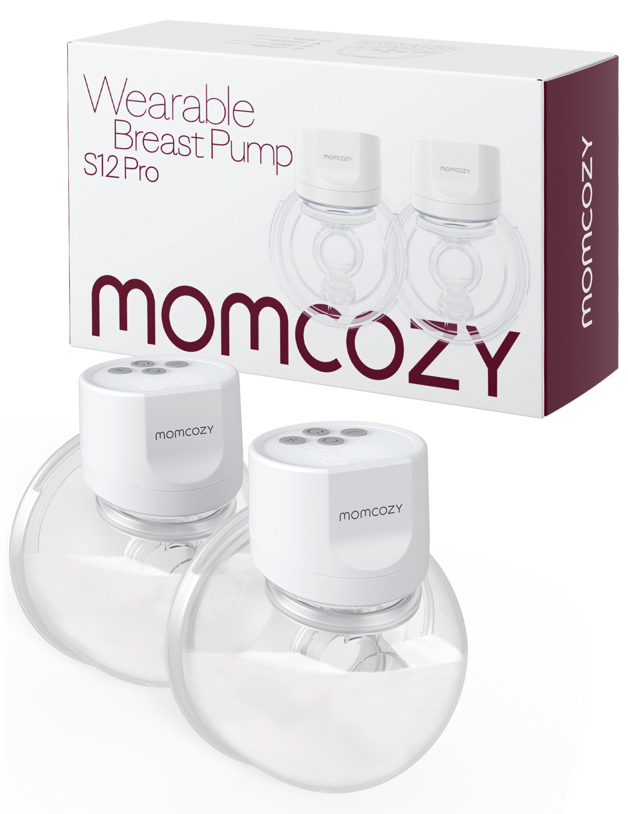 Momcozy Hands-Free Breast Pump S12 Pro, Wearable & Portable Pump with Soft DoubleFit Flange, 3 Modes | 9 Levels Double Electric Pump, Smart Display, 24mm, 2 Pack, Cozy White,Pink ราคา 2,619 บาท*ส่งฟรี