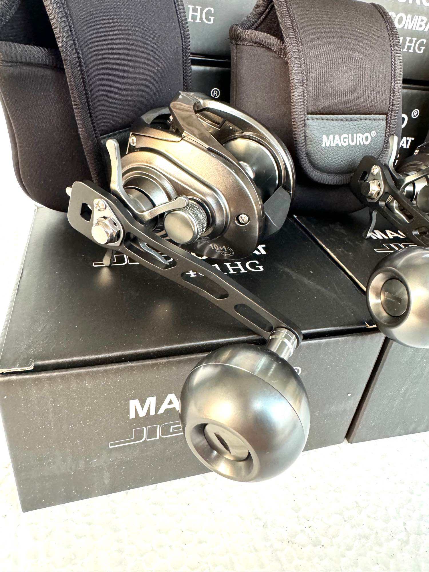 Maguro Jig Combat 401HG Sw Casting Reel（Drag Clicker Sound）. 