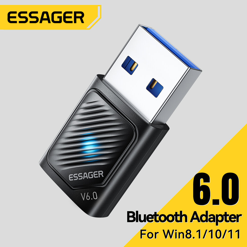 Essager Bluetooth 5.4/5.3 Adapter Mini Đa Chức Năng Hỗ Trợ ổ đĩa miễn phí Windows 8.1/10/11 Tương Thích Với Chuột/Bàn Phím/Tay cầm chơi game/Loa/Tai Nghe/Máy In Bộ chuyển đổi Bluetooth 20M Truyền Cho Điện Thoại Máy Tính Xách Tay Máy tính để bàn Bluetooth