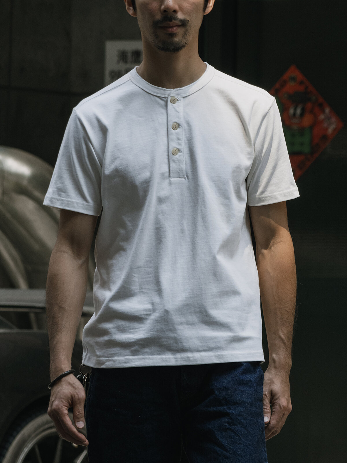 Rugged Bronson Men's Vintage Crew Neck Short Sleeve T-Shirt Pure Cotton Heavyweight Solid Color Base Layer Shirt