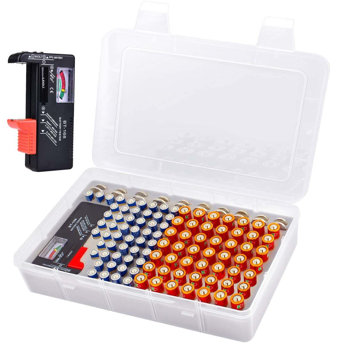 Battery Storage Organizer Box with Battery Tester, Garage Batteries ...