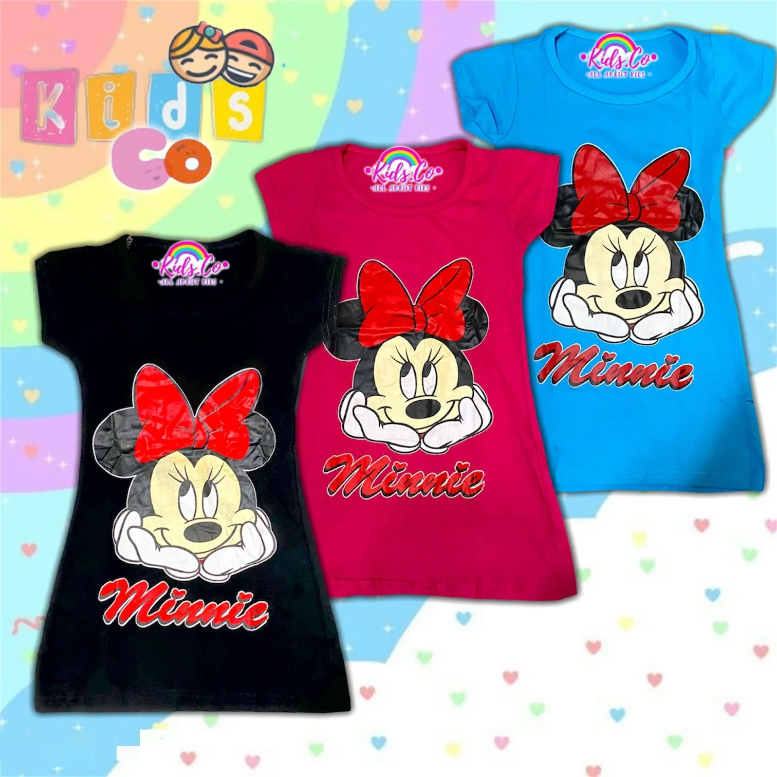 Readystock Dress Rubber Print Minnie Mouse Cotton Kids Size