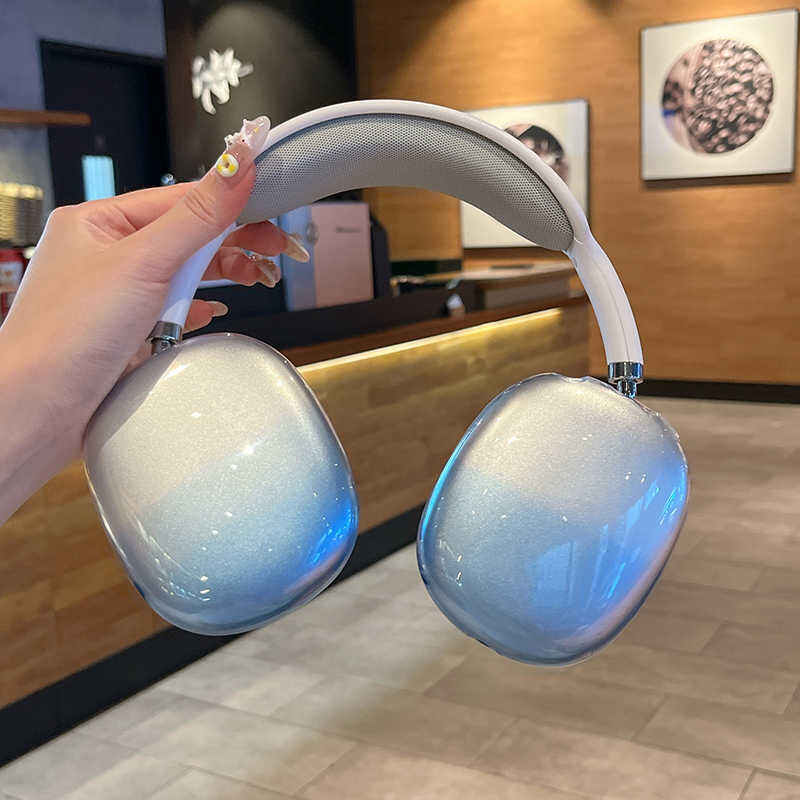 Vỏ silicon cho tai nghe airpods Max màu gradient trong mềm xanh lá Da TPU chống trầy xước Ốp tai Phụ