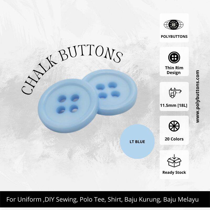 POLYBUTTONS Butang Baju Butang Kemeja Butang Uniform Shirt Button Uniform Button 18L 11.5mm