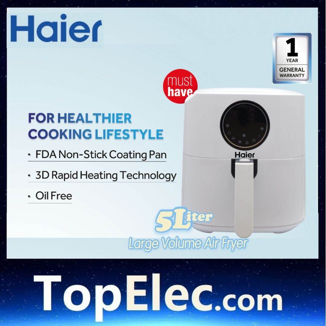 Haier Digital Air Fryer 5L 1500W with Timer and Non Stick Coating Pan